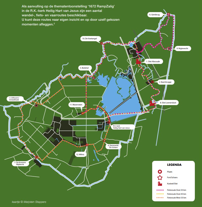 Kaartje fietsroutes 1672